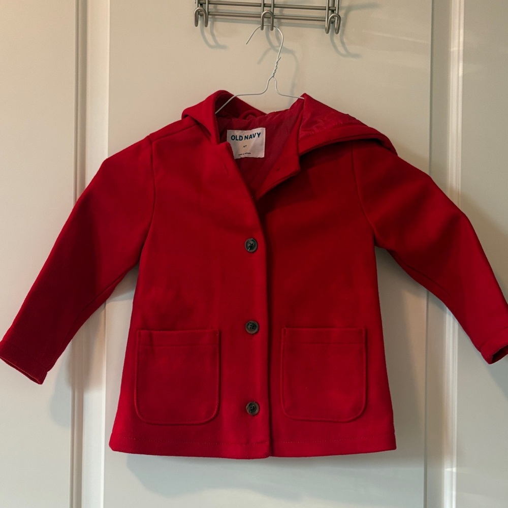 Old Navy Girls Bright Red Pea Coat